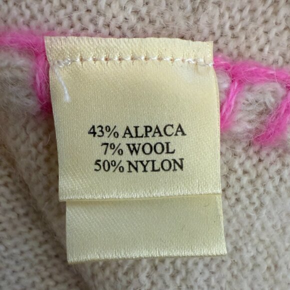 Dylan Harper Sweater Pullover Women's Small Tan Pink Knit Alpaca Wool Crewneck - Picture 13 of 14